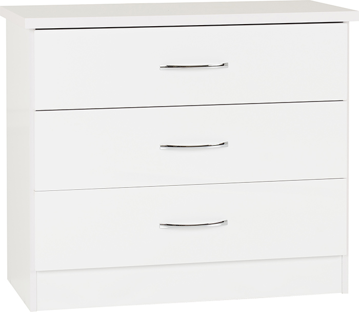 Nevada 3 Drawer Chest In White Gloss
